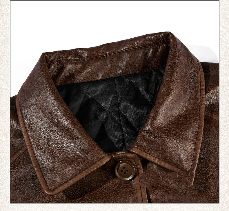 Leather Mid-length Trench Coat  for Women