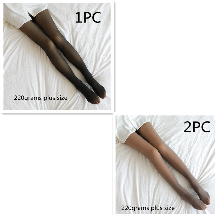 Fake Translucent Plus Size Leggings Fleece Lined Tights Fall And Winter Warm Fleece Pantyhose for Women