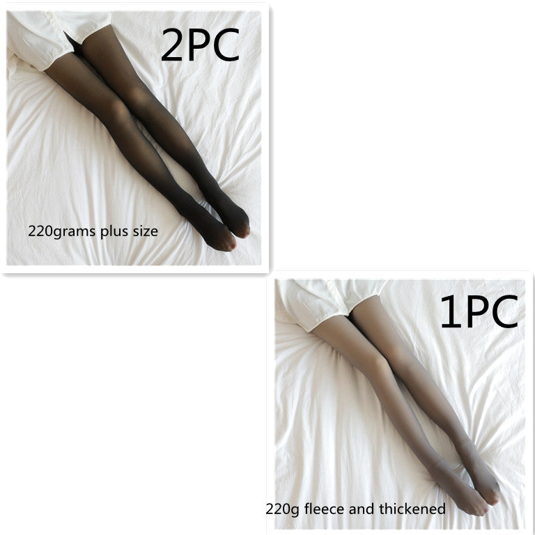 Fake Translucent Plus Size Leggings Fleece Lined Tights Fall And Winter Warm Fleece Pantyhose for Women