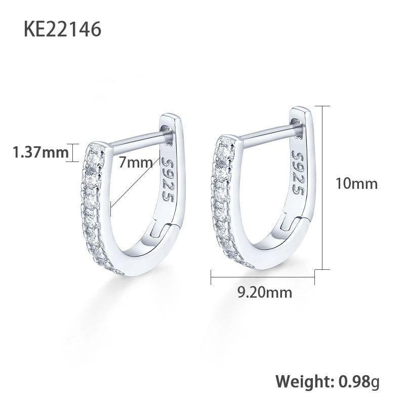 S925 Silver Diamond Round Earrings Ornament