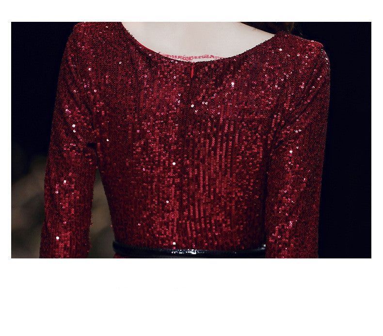 Wine Red Temperament  Annual Meeting dress for women