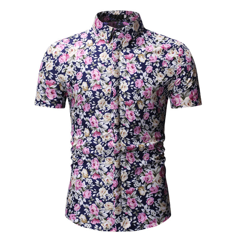 Men's Casual Short Sleeve Flower Shirts Men's Clothing