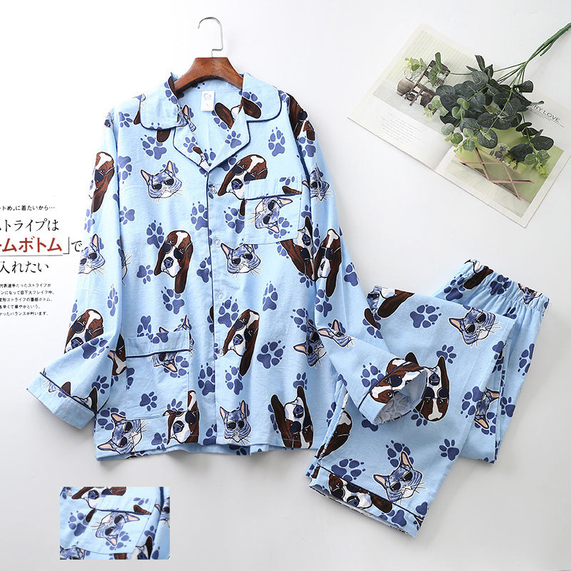 Printed Long-Sleeved Trousers Pajama Sets For Men