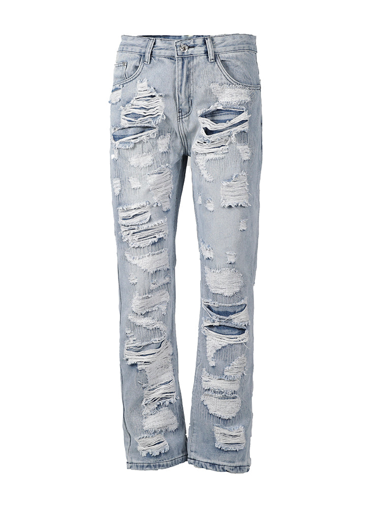 Destruction Patch Erosion Washed Jeans For Men