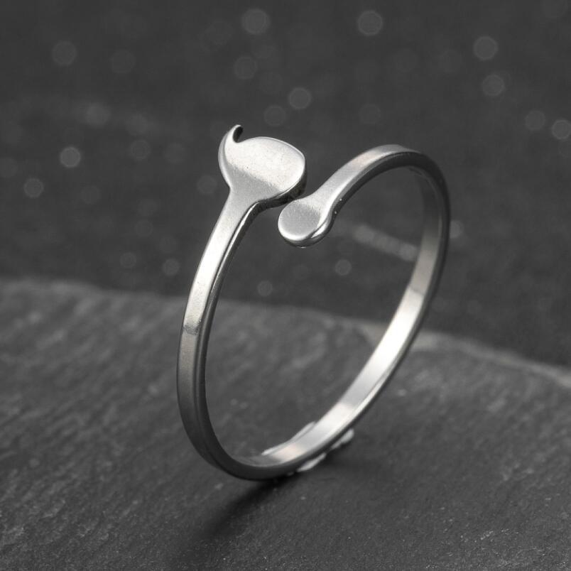 Small Water Drop Open Ring Stainless Steel Simple Comma