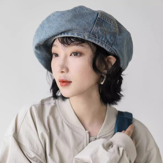 Denim Beret Women's Vintage Painter Hat for women