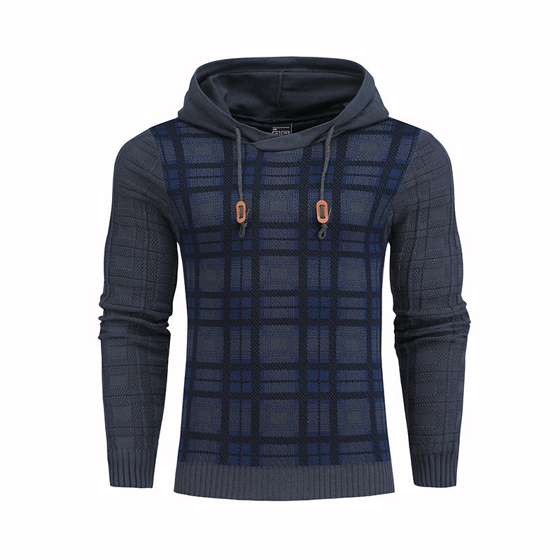 Pullover Plaid Multi-Color Lines Hoodies For Men