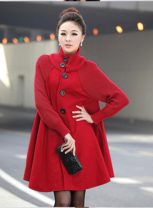 Winter Plus Size and Mid-length Loose Wool Overcoat and trench for women