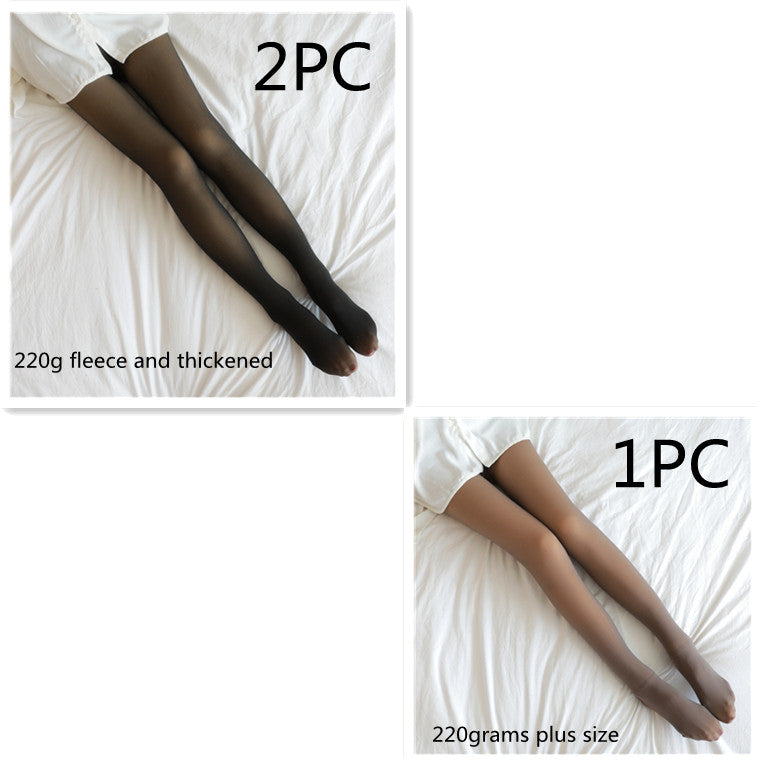 Fake Translucent Plus Size Leggings Fleece Lined Tights Fall And Winter Warm Fleece Pantyhose for Women