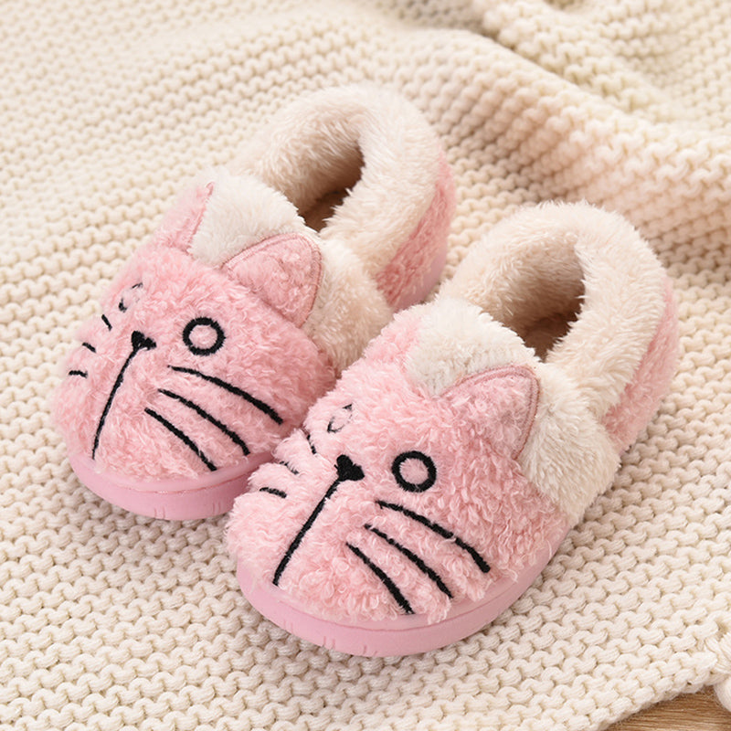 Toddler Baby Home Slippers Girls Cute Cartoon Cat Cotton Shoes Winter Children Keep Warm Slippers