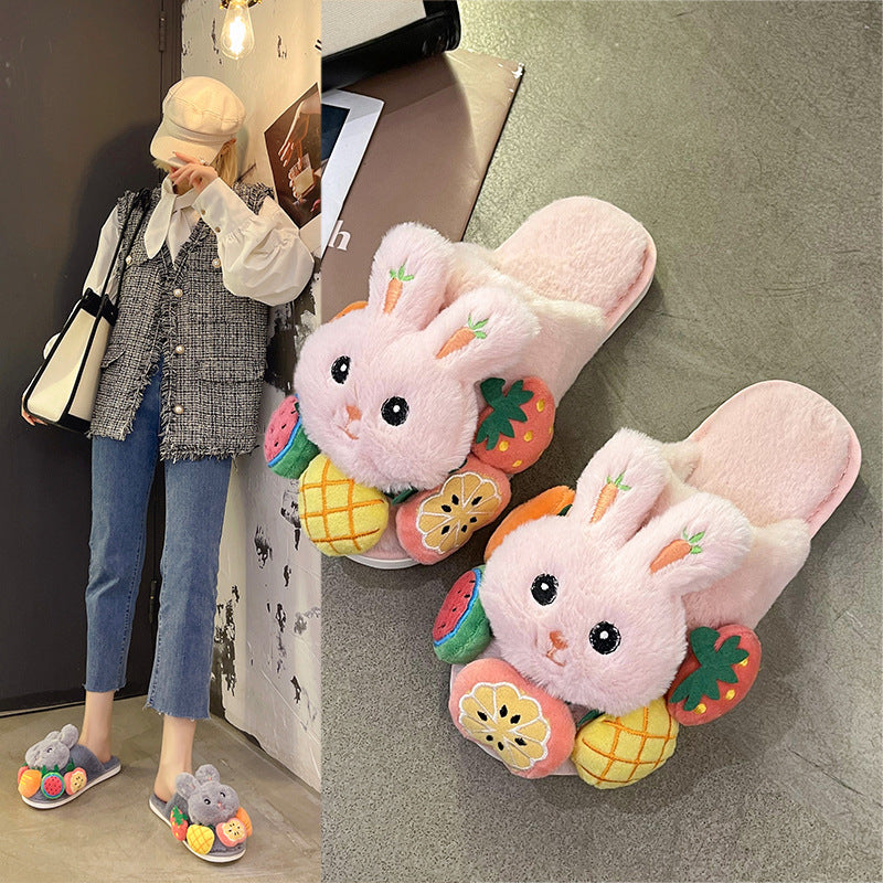 Plush  Home Indoor Heart slipper for girls