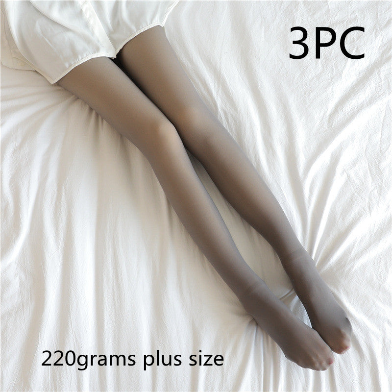 Fake Translucent Plus Size Leggings Fleece Lined Tights Fall And Winter Warm Fleece Pantyhose for Women