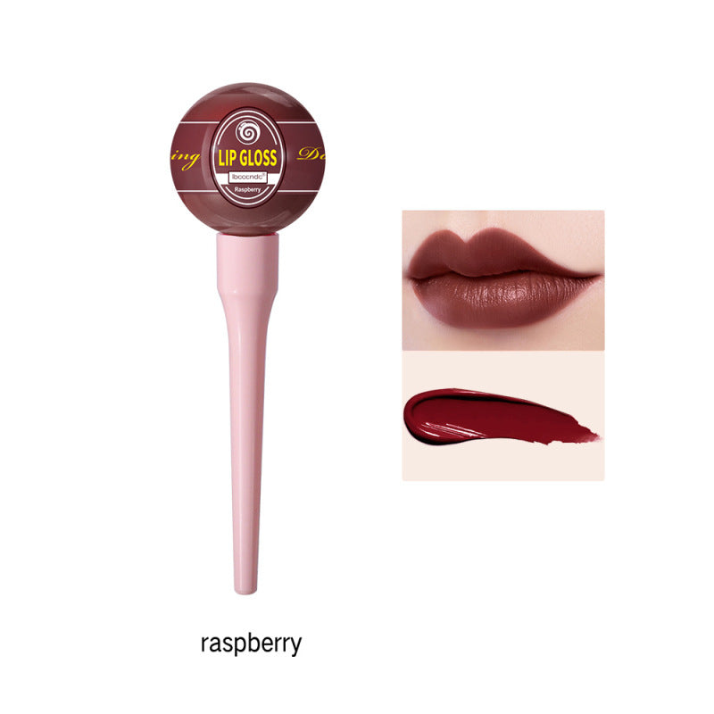 Lollipop Lip Glaze Tint Pump Crystal Waterproof Lip Gloss Niche Small Pepper Stain Moisturizing Sexy Flash