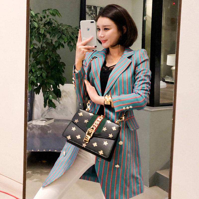 Professional Blazer Striped Dress For Women