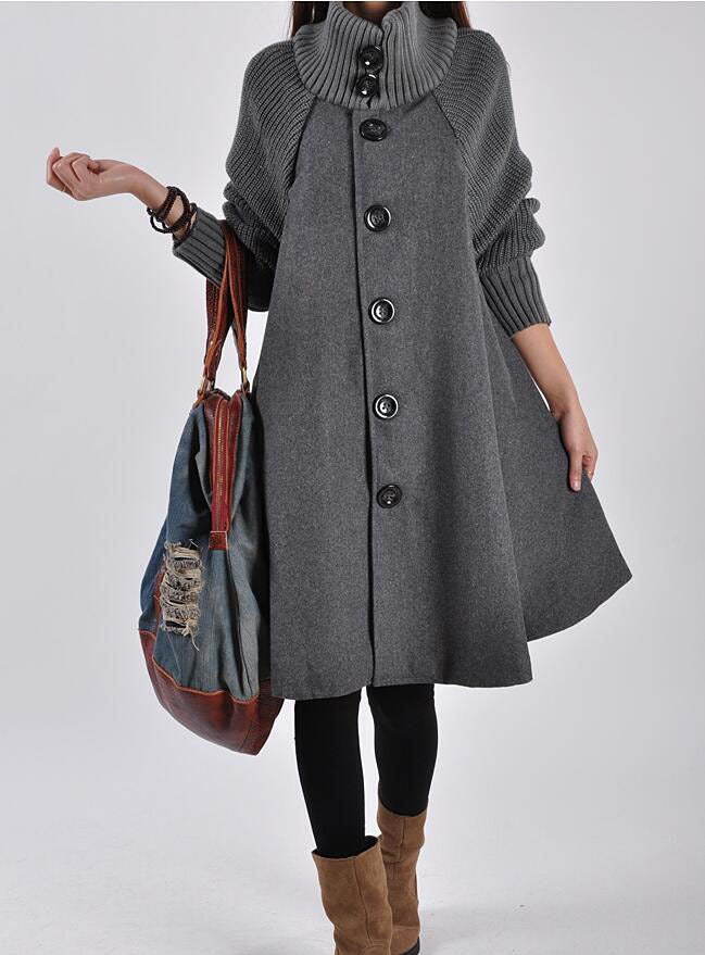 Winter Plus Size and Mid-length Loose Wool Overcoat and trench for women