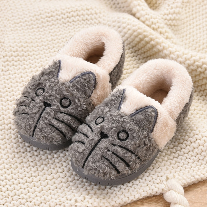 Toddler Baby Home Slippers Girls Cute Cartoon Cat Cotton Shoes Winter Children Keep Warm Slippers