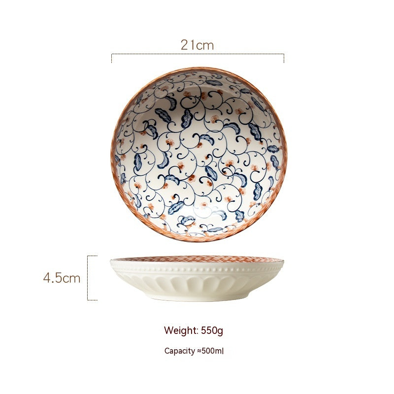 Vine Ceramic Underglaze Color Disc Complex Dish Deep Plates Household Creative Tableware