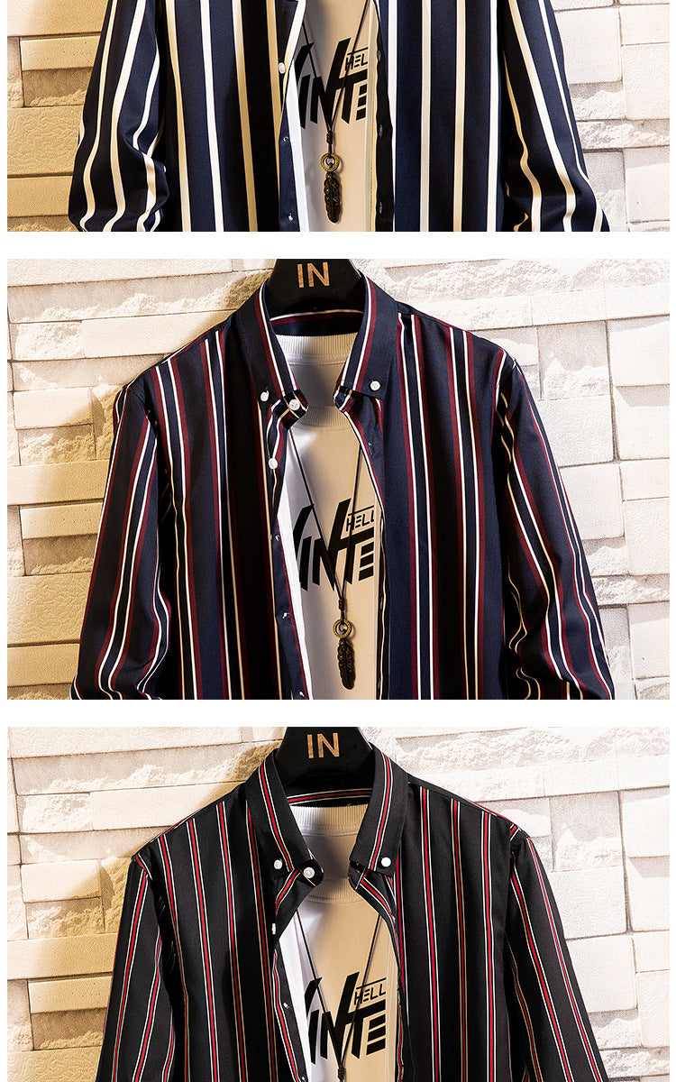 Men's Casual Striped Fashion Shirts Shirts Teens