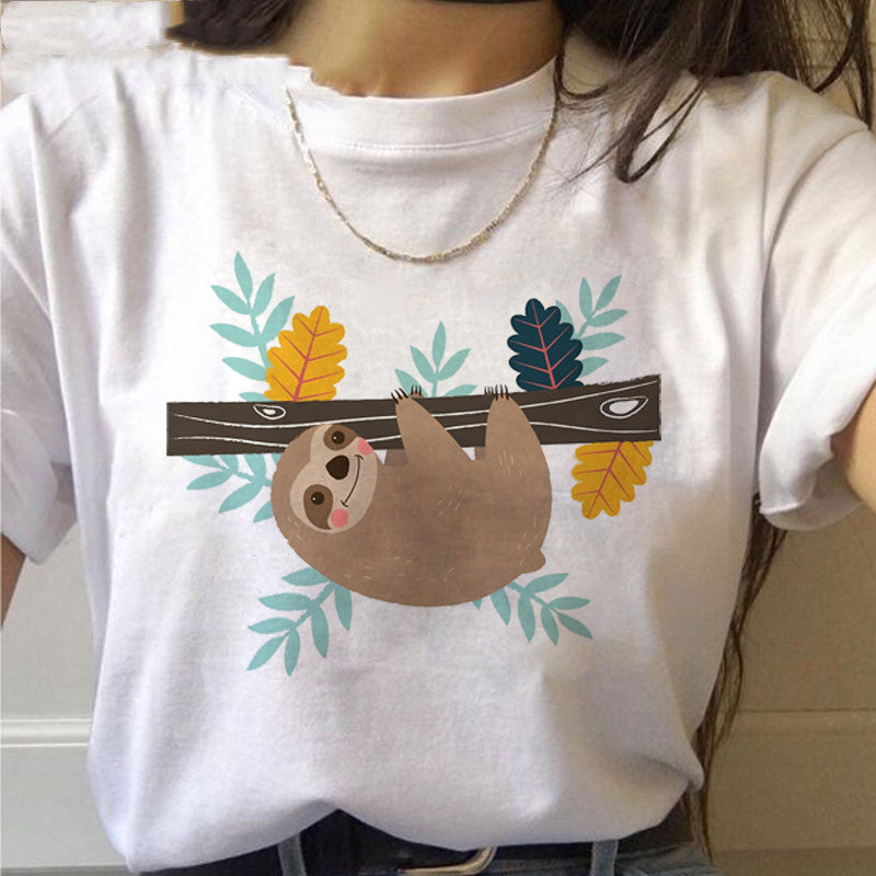 Sloth Kawaii Printed T-Shirts For Women