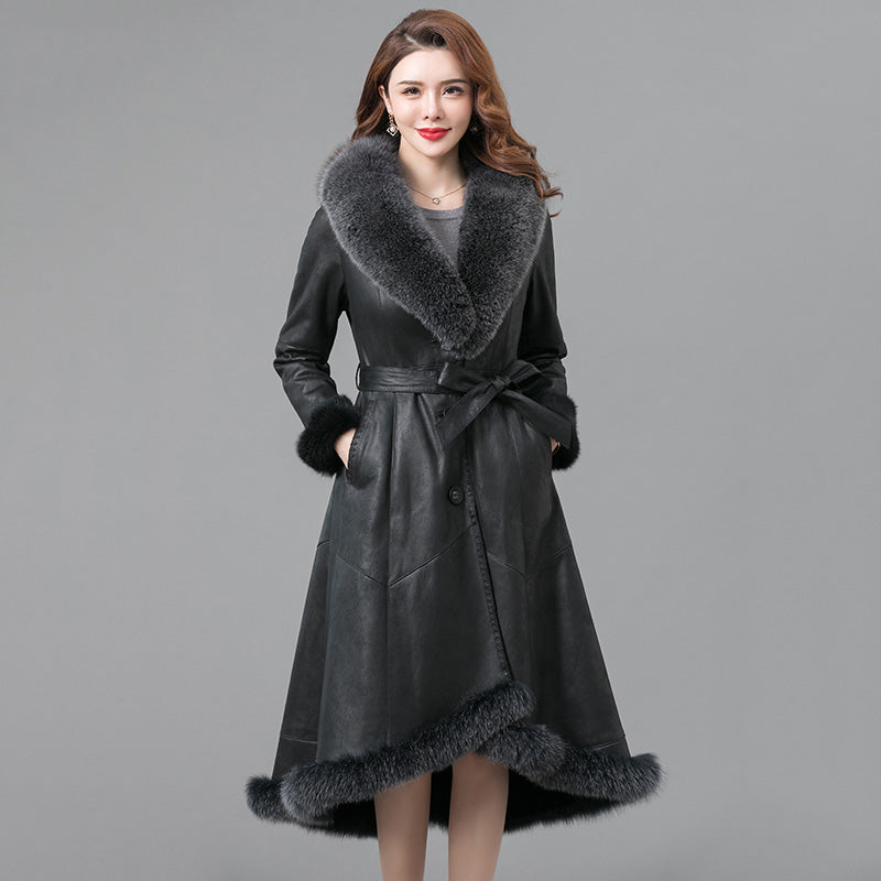 Real Thickened fur coat for women