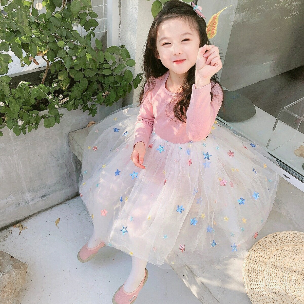 Long sleeve pettiskirt dresses for girls