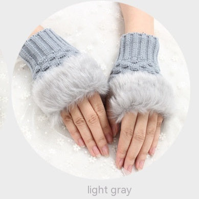 Thermal Women's Half Finger Polyester Gloves for girls