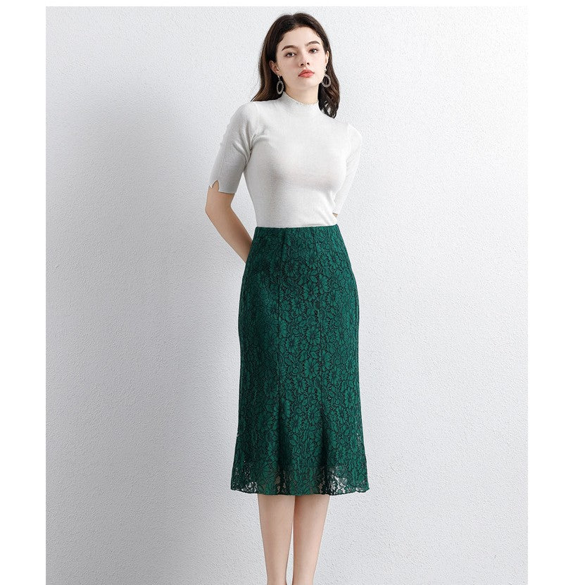 Vintage Lace Fishtail Sheath Skirts For Women