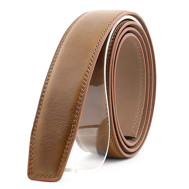 Men's Belt Strips With Automatic Buckle Cowhide Headless