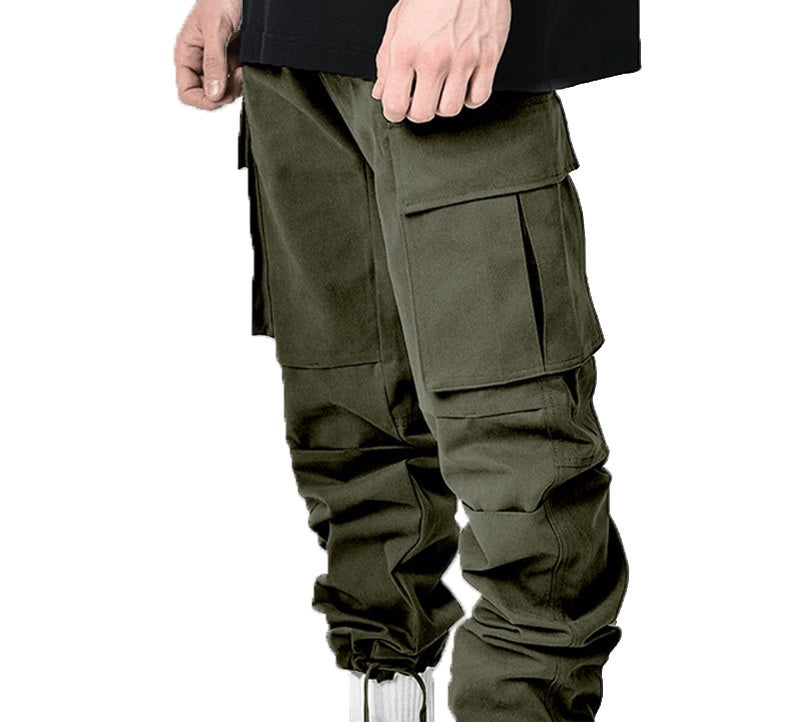 Multi Pocket Six Colors Fashion Cargo Drawstring Loose Pant for Men