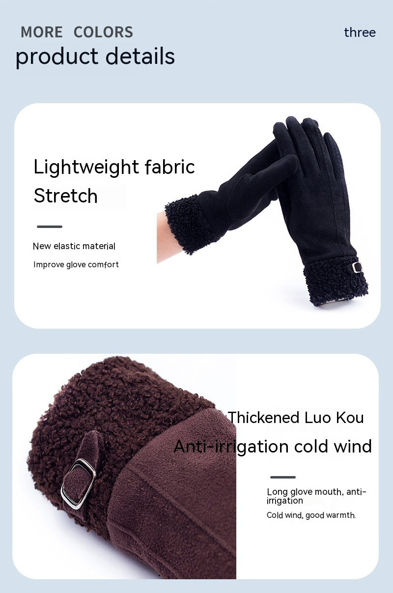 Warm Winter Touch Screen Riding Plus Velvet Thickening gloves for women