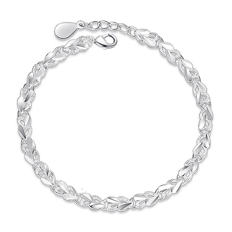 S925 Silver Female  Creative Heart-to-heart Printed XO Bracelet