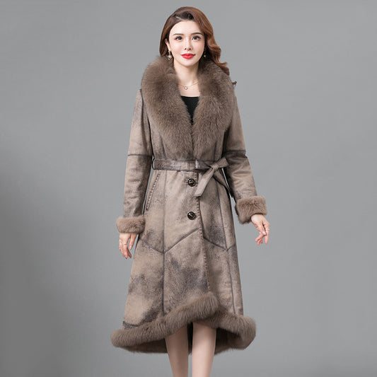 Real Thickened fur coat for women