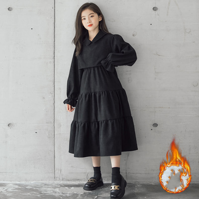 Corduroy  Trendy Fan Thick Warm Skirt for girls