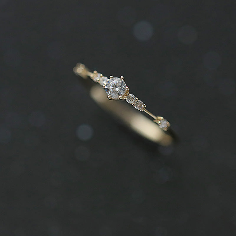 Female Niche Cooperized Silver Silver Zircon Ring