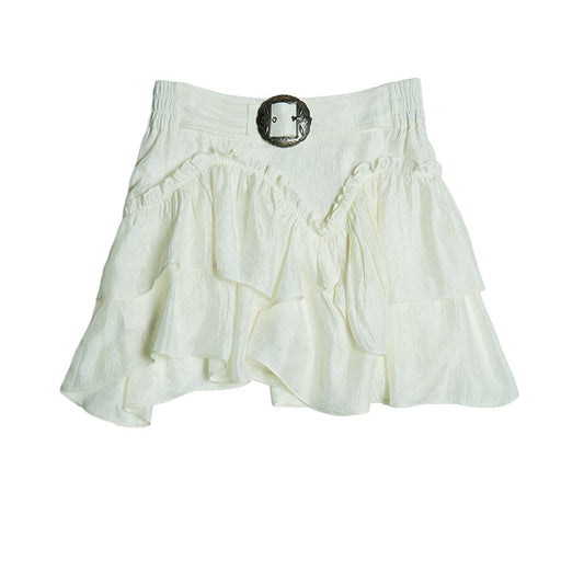 Vintage Low-rise Embossed White Skirt For Women