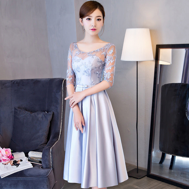 Western Style Summer Banquet Mid-length Annual Party Evening Dress for girls