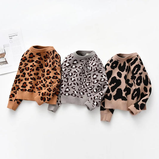 New Korean Style Jumper Leopard Sweater For Kids