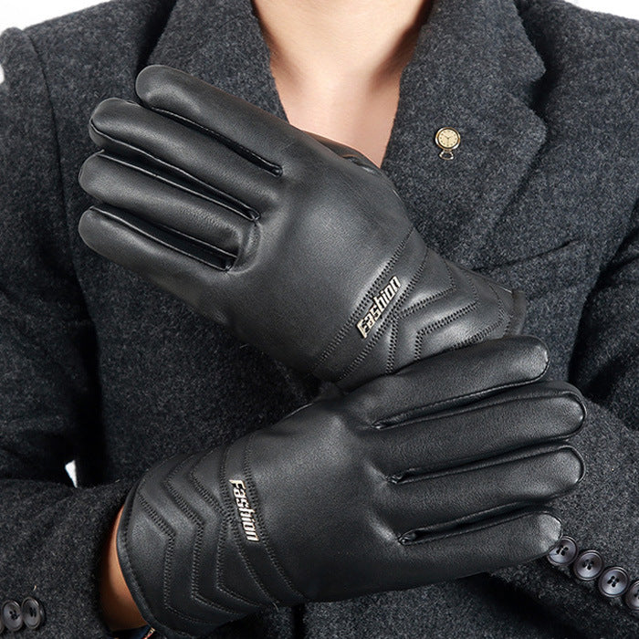 Gloves men winter plus velvet thickening