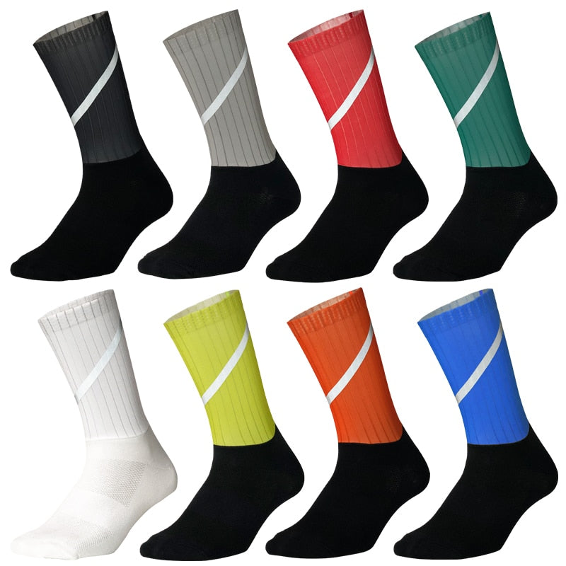 Sport profession Cycling Socks Men Anti Slip Seamless Aero Bike Wearproof Road Bicycle Socks  Reflective Safety Sock