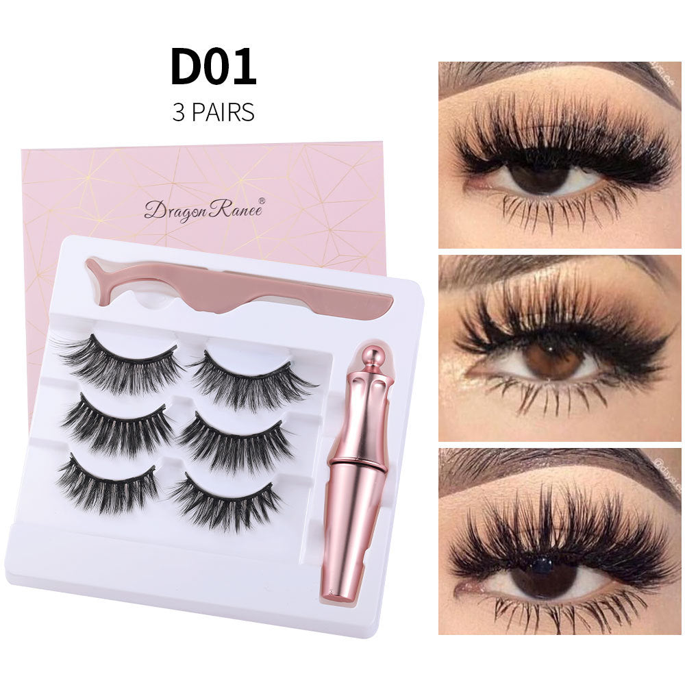 Natural Long Lasting Magnetic Liquid Eyeliner & Magnetic False Eyelashes & Tweezer Set Make up Set