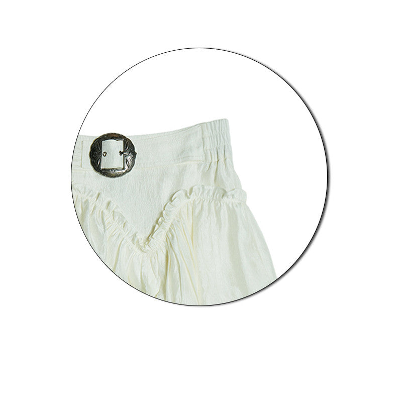 Vintage Low-rise Embossed White Skirt For Women