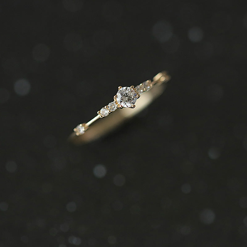 Female Niche Cooperized Silver Silver Zircon Ring