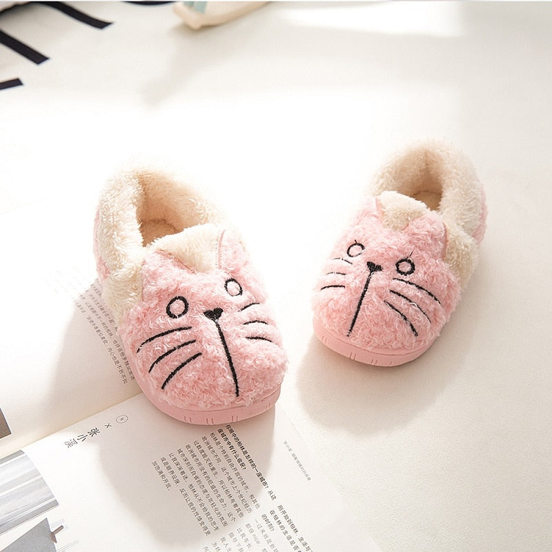 Toddler Baby Home Slippers Girls Cute Cartoon Cat Cotton Shoes Winter Children Keep Warm Slippers