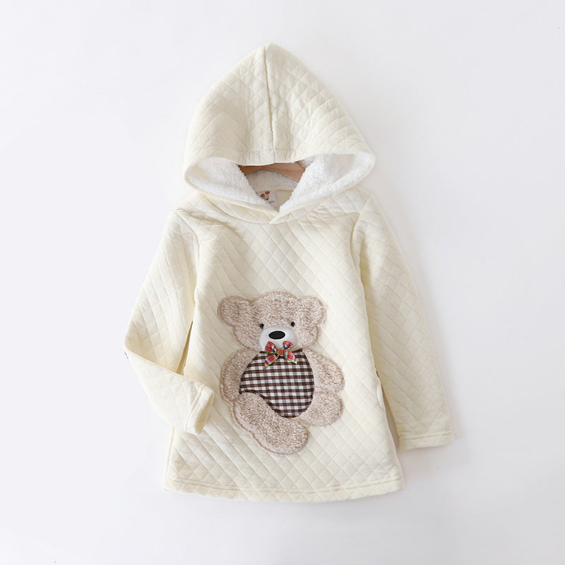 Bear embroidered hooded jacket for girls