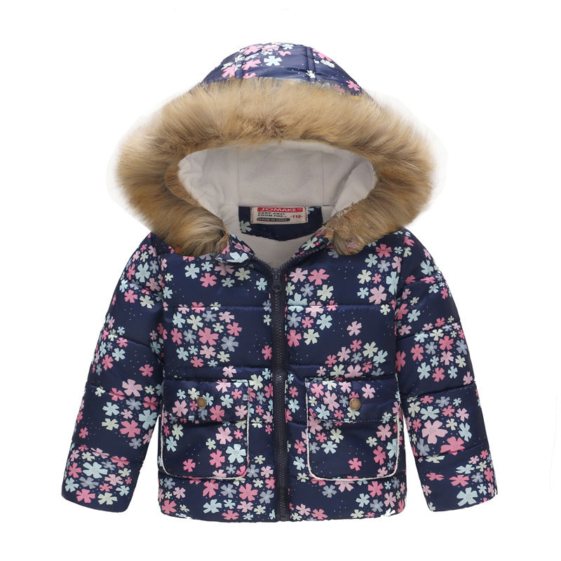 Printed Hooded  Warm Cotton Jacket for baby
