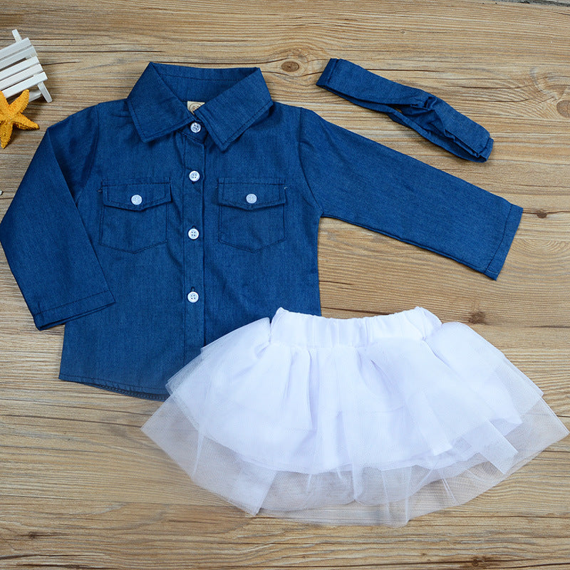 mesh long sleeve  denim jacket for girls