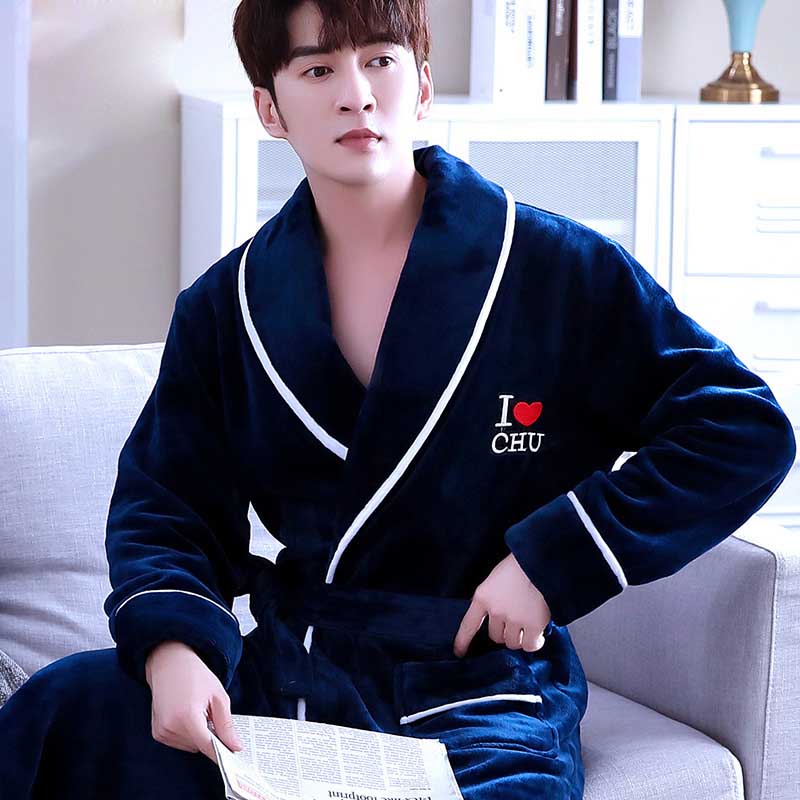 Bathrobe Coral Fleece Gown For Men