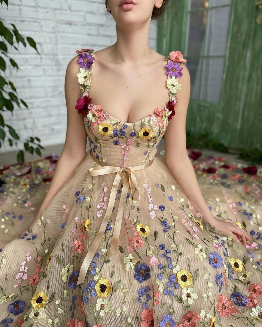 Sevintage Exquisite 3D Flowers Prom Dresses for women