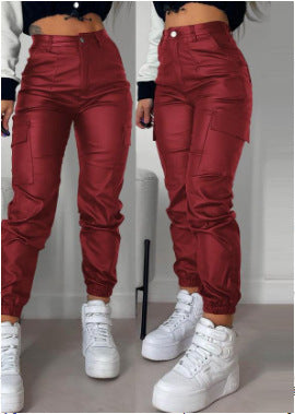 Patch Pocket Skinny Pencil Trousers For Women