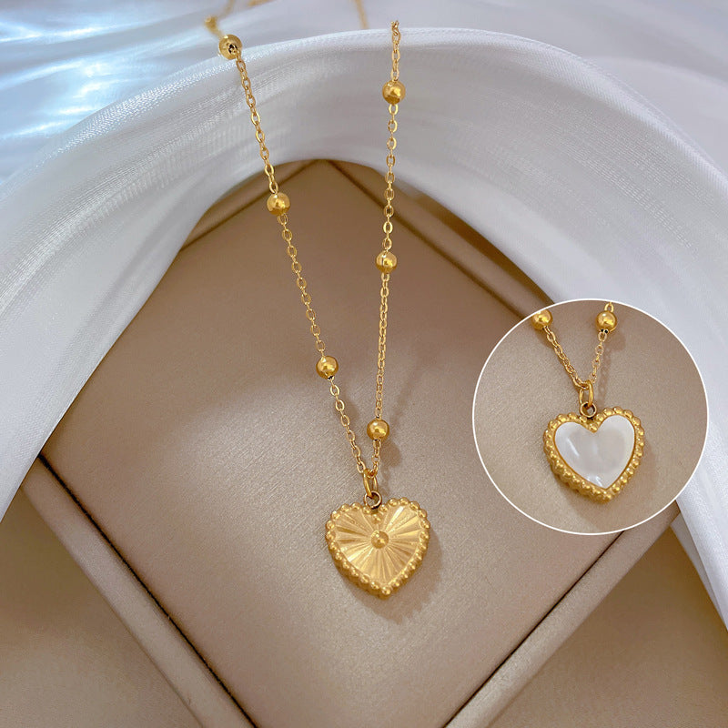 Fritillary Heart Temperamental Personality Minimalist Stove Real Gold Necklace Female